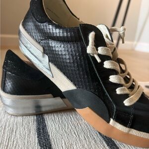 Dolce Vita Black and Cream Platform Lace-Up Sneakers